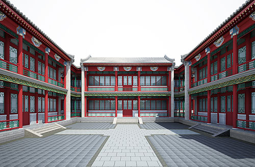 华容北京四合院设计古建筑鸟瞰图展示